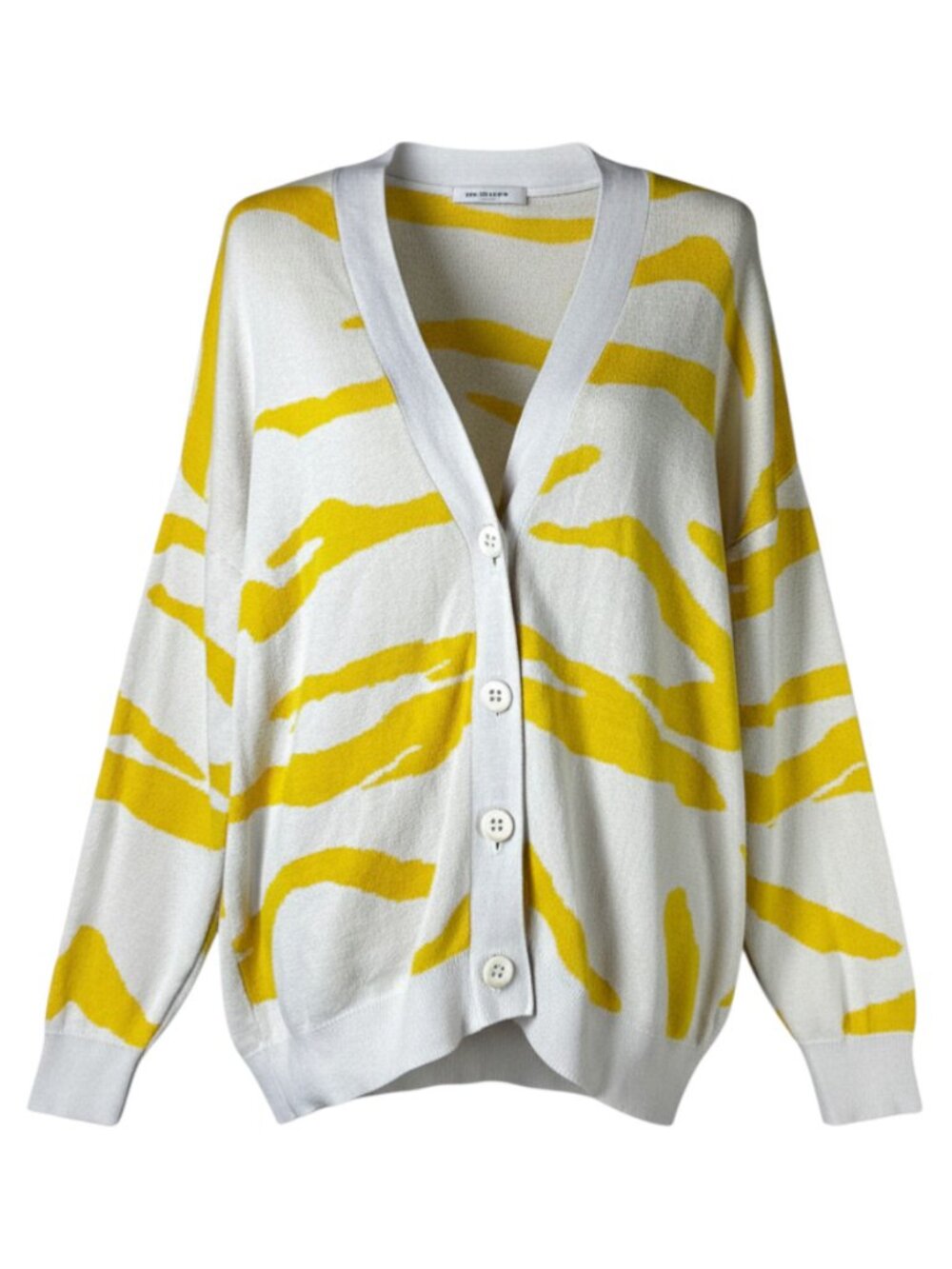 cabi Roar Cardigan Style 5836 Yellow Cream Animal Print Size XS